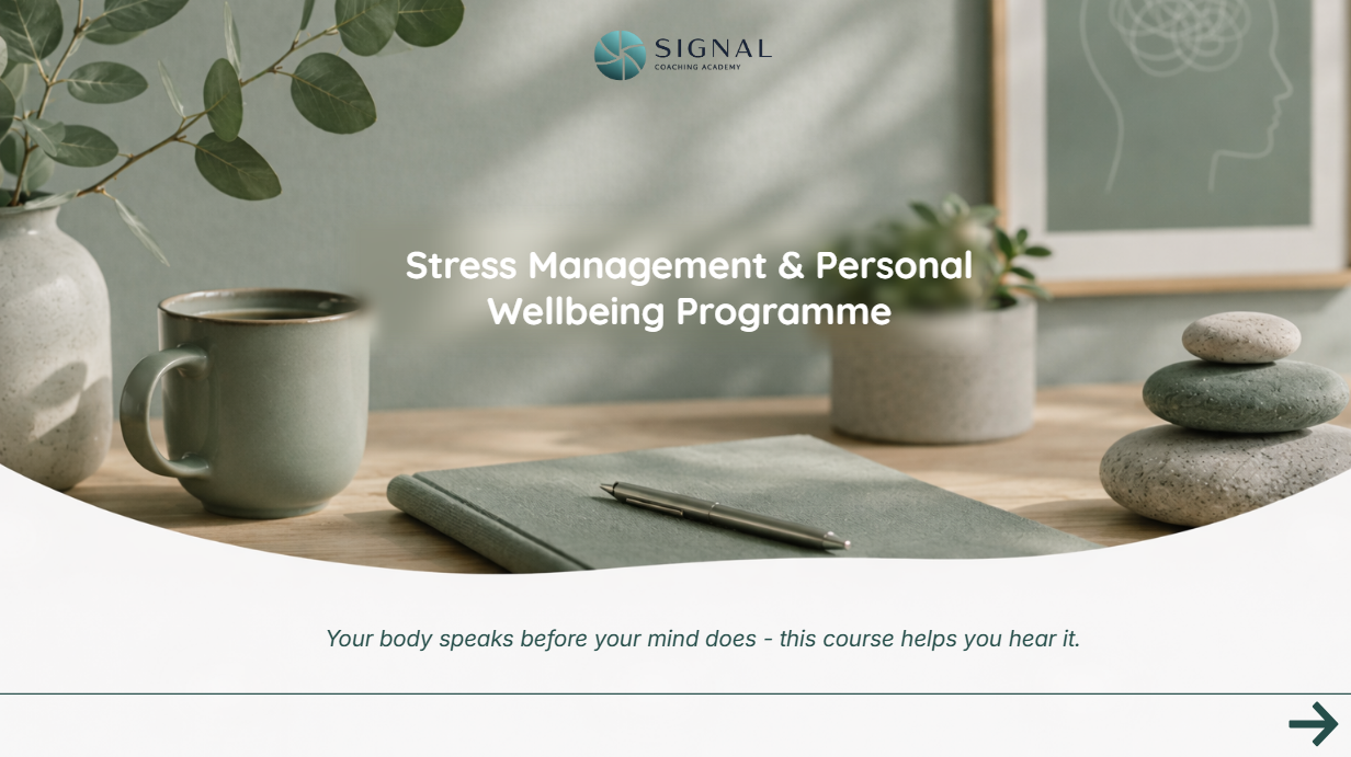 Opening screen of Signal Coaching Academy Stress Management and Personal Wellbeing Programme